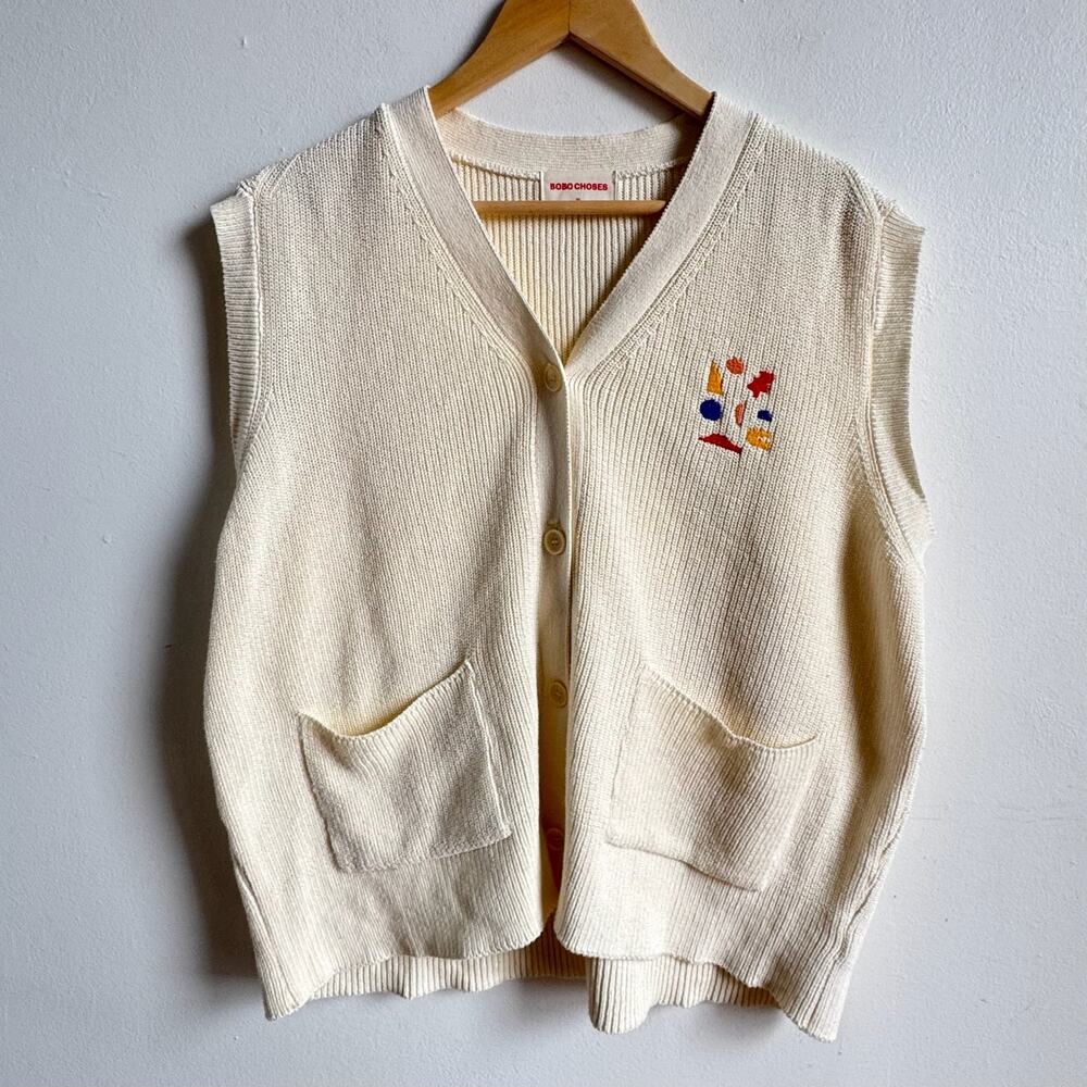 BOBO CHOSES Cream Knit Embroidered Vest
